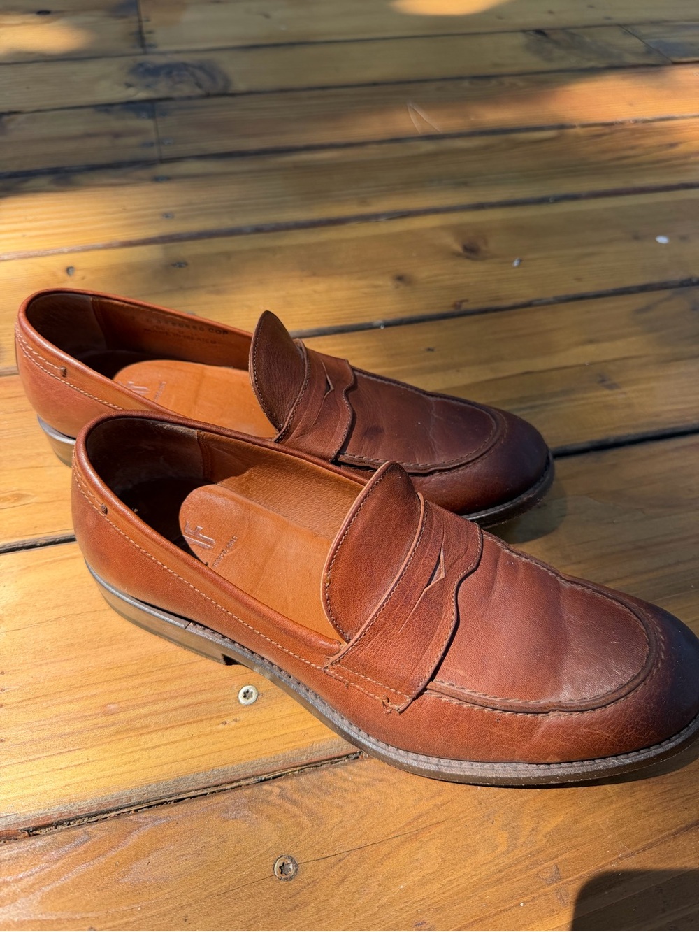 Frye Men’s Cognac Leather Penny Loafers Made in Mexico Size 7D